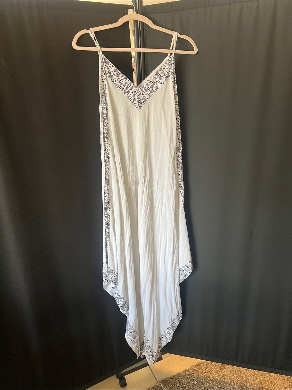 Tavik White Maxi Dress with Navy Trim
